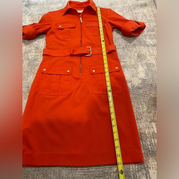 Michael Kors Orange Belted Utility Dress Gold Hardware Size XS EUC - Picture 9 of 10